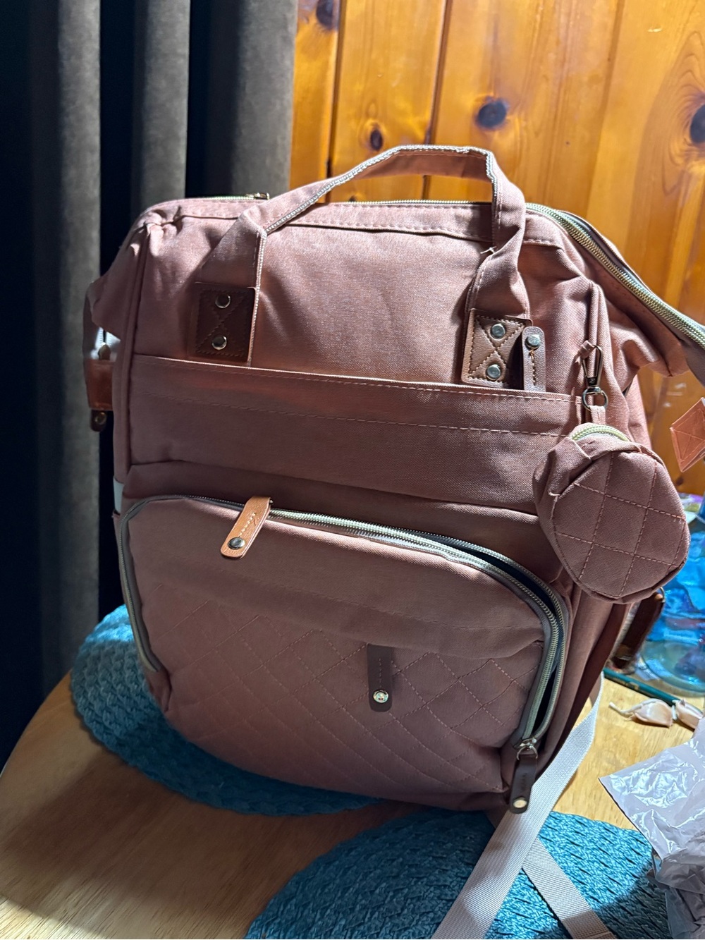 Quilted Dusty Rose Backpack Tote